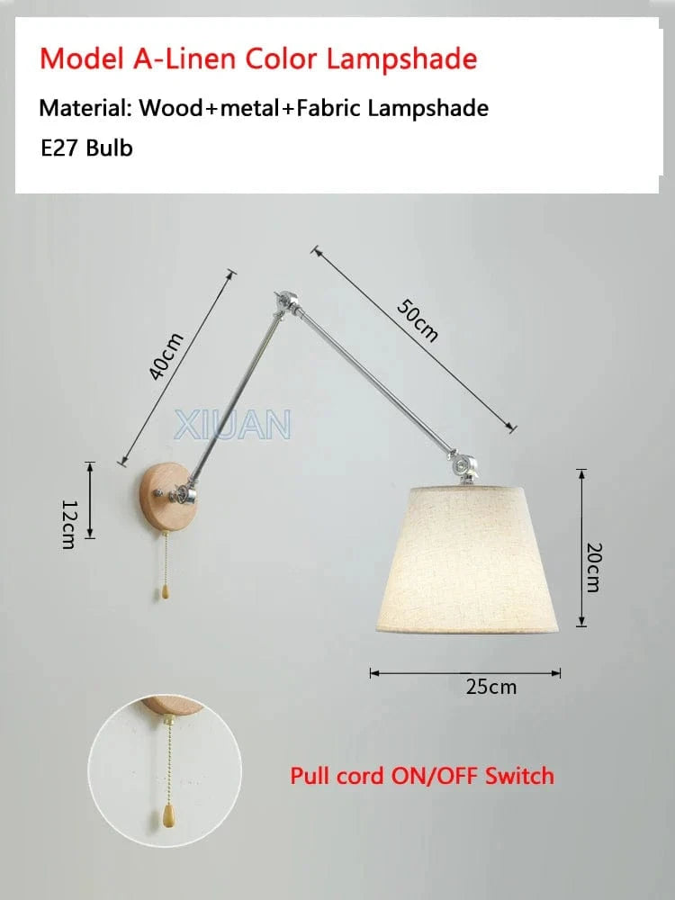 Applique murale nordique à culbuteurs mobiles en tissu pour Table à manger - Éclairage de lecture efficace | Marco Lucetti Ae applique en lin / Lumière chaude