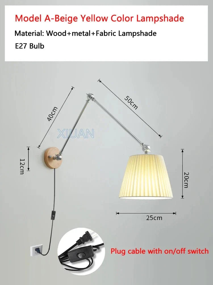 Applique murale nordique à culbuteurs mobiles en tissu pour Table à manger - Éclairage de lecture efficace | Marco Lucetti Ae applique jaune 1 / Lumière chaude