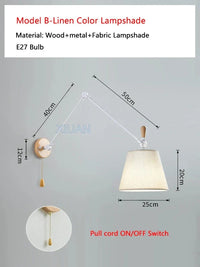 Applique murale nordique à culbuteurs mobiles en tissu pour Table à manger - Éclairage de lecture efficace | Marco Lucetti Applique en lin B / Lumière chaude