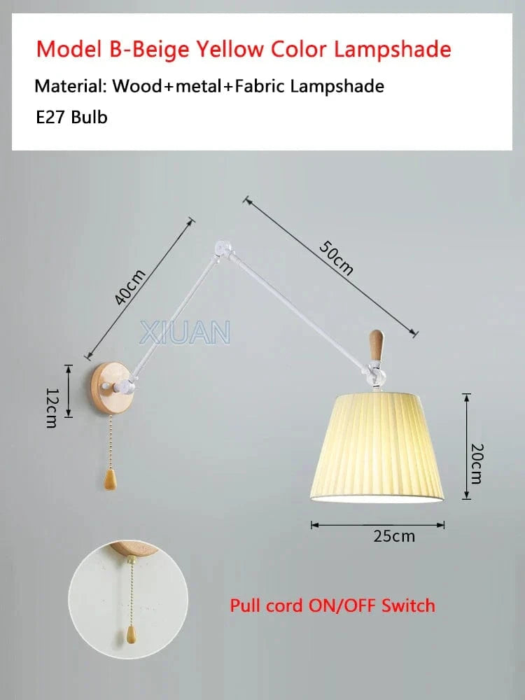 Applique murale nordique à culbuteurs mobiles en tissu pour Table à manger - Éclairage de lecture efficace | Marco Lucetti Applique jaune B / Lumière chaude
