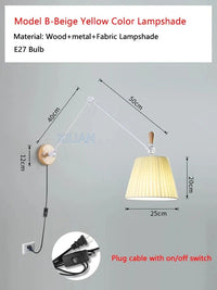 Applique murale nordique à culbuteurs mobiles en tissu pour Table à manger - Éclairage de lecture efficace | Marco Lucetti B Applique Jaune 1 / Lumière chaude