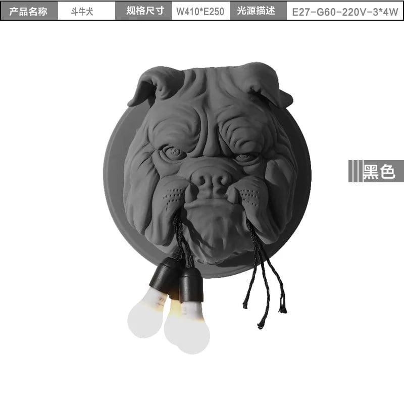 Applique Murale Nordique Animal Chien Bouledogue en Résine et LED - Déco Luminaire | Marco Lucetti