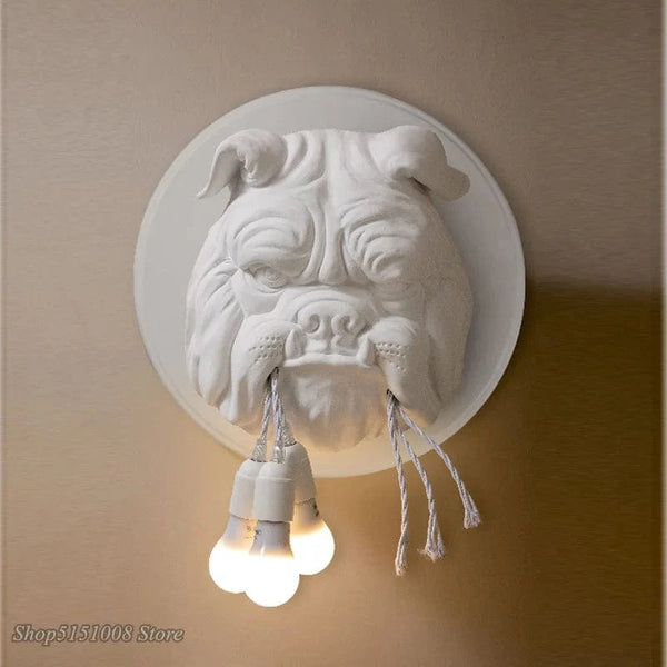 Applique Murale Nordique Animal Chien Bouledogue en Résine et LED - Déco Luminaire | Marco Lucetti