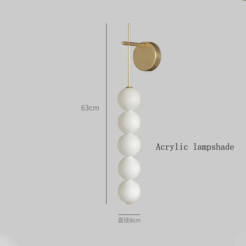 Applique murale nordique de luxe au design moderne et décoratif - Édition exclusive | Marco Lucetti 5 boules acryliques / Lumière chaude