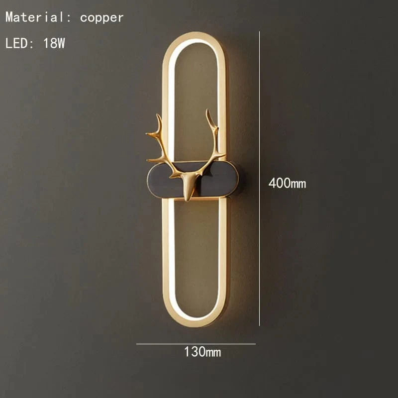 Applique murale nordique de style moderne - Tête de cerf en cuivre - Gradation | Marco Lucetti 40 cm / 3 températures de couleur