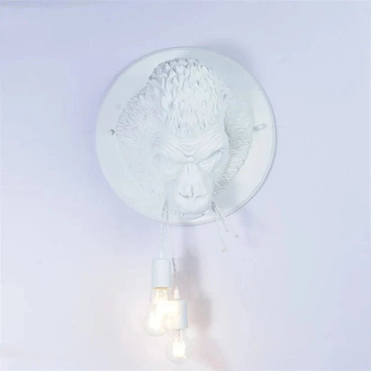 Applique murale nordique design avec motifs singuliers de gorilles | Marco Lucetti Blanc