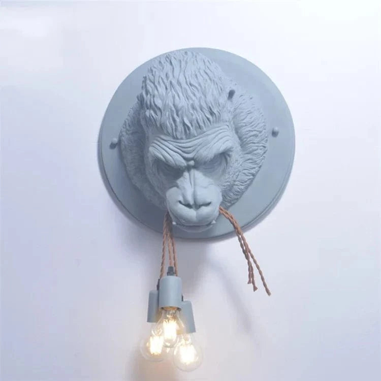 Applique murale nordique design avec motifs singuliers de gorilles | Marco Lucetti Gris