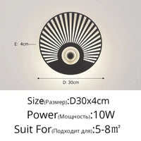 Applique murale nordique design pour salon et chambre - Lumière murale créative pour décoration intérieure | Marco Lucetti C Noir D30x4cm 10W