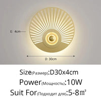 Applique murale nordique design pour salon et chambre - Lumière murale créative pour décoration intérieure | Marco Lucetti C Or D30x4cm 10W