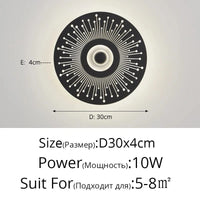 Applique murale nordique design pour salon et chambre - Lumière murale créative pour décoration intérieure | Marco Lucetti D Noir D30x4cm 10W