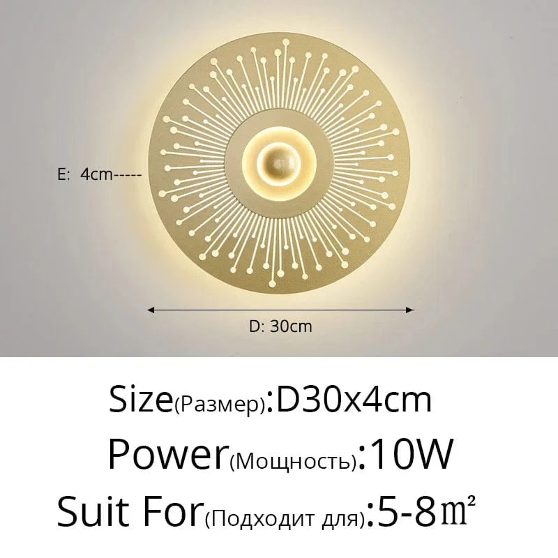 Applique murale nordique design pour salon et chambre - Lumière murale créative pour décoration intérieure | Marco Lucetti D Or D30x4cm 10W