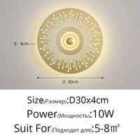 Applique murale nordique design pour salon et chambre - Lumière murale créative pour décoration intérieure | Marco Lucetti D Or D30x4cm 10W