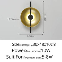 Applique murale nordique design pour salon et chambre - Lumière murale créative pour décoration intérieure | Marco Lucetti E Or L30x48cm 10W