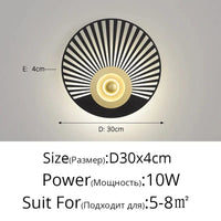 Applique murale nordique design pour salon et chambre - Lumière murale créative pour décoration intérieure | Marco Lucetti Style C D30x4cm 10W