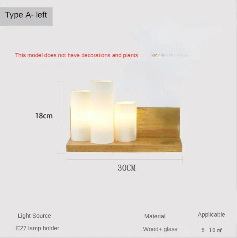 Applique murale nordique en bois Art pour chambre avec LED  | Marco Lucetti Type A-gauche