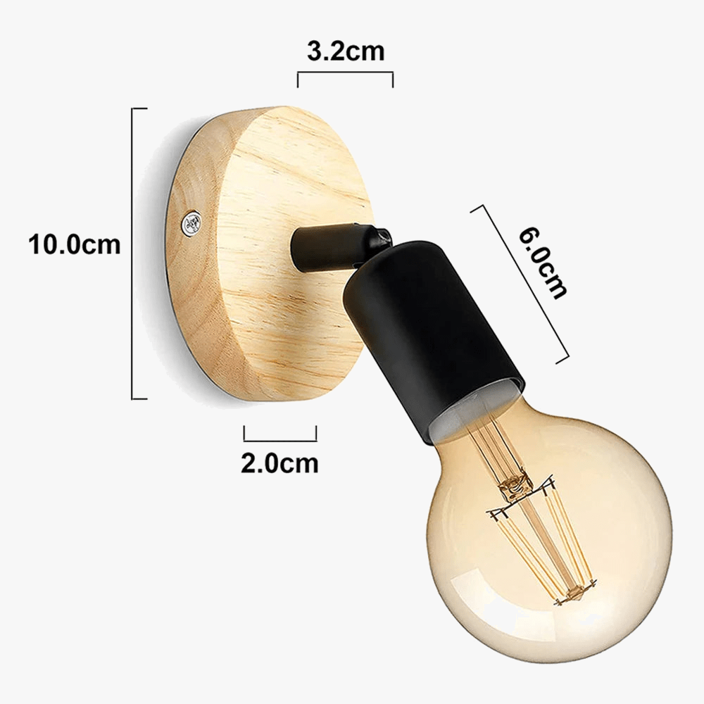 Applique murale nordique en bois avec abat-jour métal | Marco Lucetti