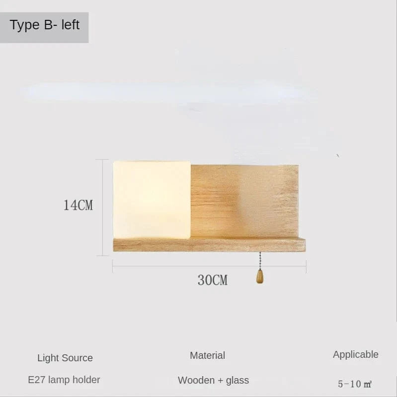 Applique Murale Nordique en Bois avec LED - Design Européen Créatif | Marco Lucetti Type B-gauche