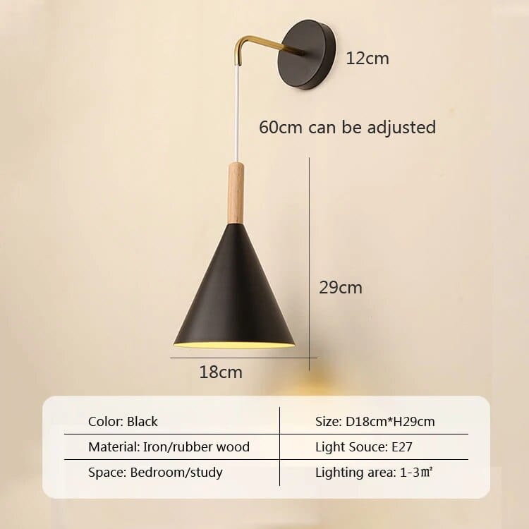 Applique murale nordique en bois avec style scandinave | Marco Lucetti Noir 18cm