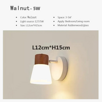 Applique murale nordique LED Double tête, bois et verre