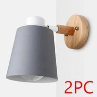 Applique murale nordique en bois pour chambre avec interrupteur - Disponible en 6 couleurs | Marco Lucetti Gris 2 pièces / CHINE