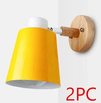Applique murale nordique en bois pour chambre avec interrupteur - Disponible en 6 couleurs | Marco Lucetti Jaune 2 pièces / CHINE