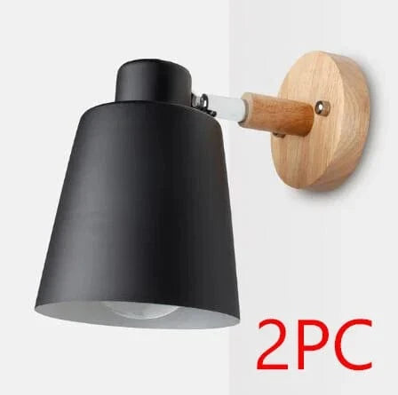 Applique murale nordique en bois pour chambre avec interrupteur - Disponible en 6 couleurs | Marco Lucetti Noir 2 pièces / CHINE