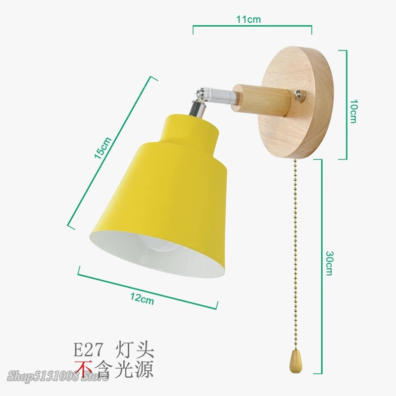 Applique murale nordique en bois pivotant avec interrupteur contemporain