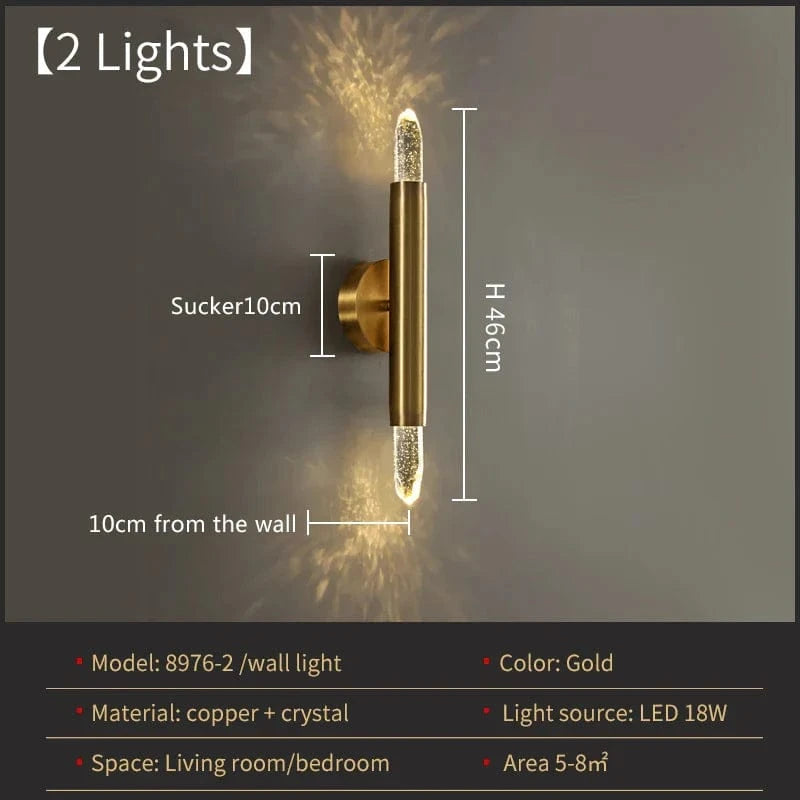 Applique murale nordique en cristal - Luxe nordique pour chambre, salon, TV et allée | Marco Lucetti Applique