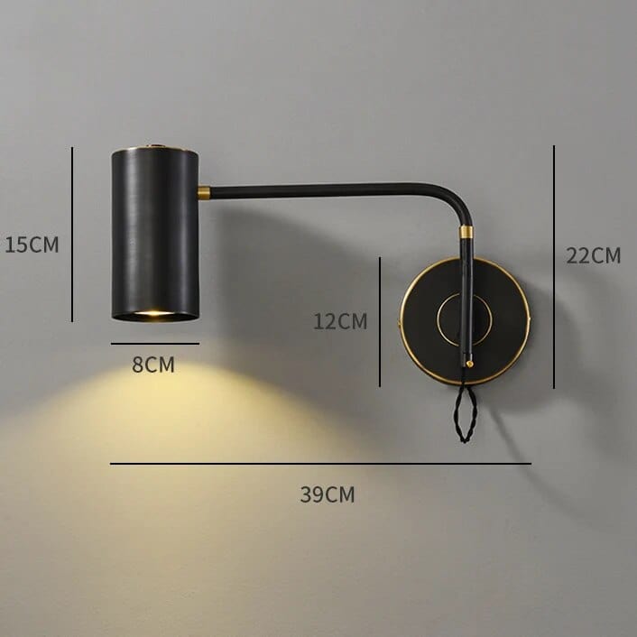 Applique murale nordique en cuivre à bras longs. | Marco Lucetti Noir