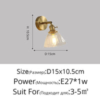 Applique murale nordique en cuivre avec abat-jour en verre LED de style créatif