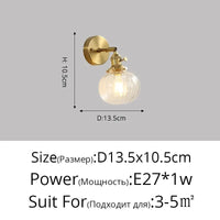 Applique murale nordique en cuivre avec abat-jour en verre LED - Élégance scandinave | Marco Lucetti Style D D13,5x10,5cm / Blanc chaud (2700-3500K)