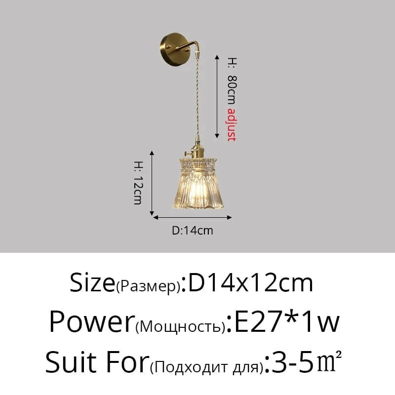 Applique murale nordique en laiton avec miroir en cristal nordique | Marco Lucetti Style C D14x12cm / Blanc chaud (2700-3500K)