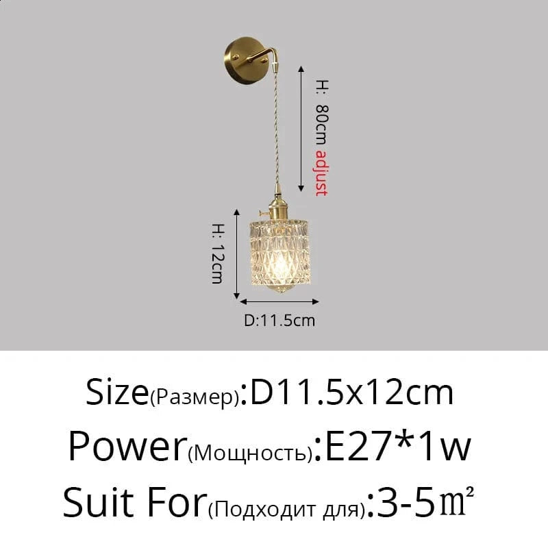 Applique murale nordique en laiton avec miroir en cristal nordique | Marco Lucetti Style G D11,5x12cm / Blanc chaud (2700-3500K)