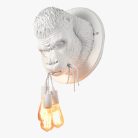 Applique murale nordique en résine de luxe Gorille avec éclairage LED modernisé | Marco Lucetti