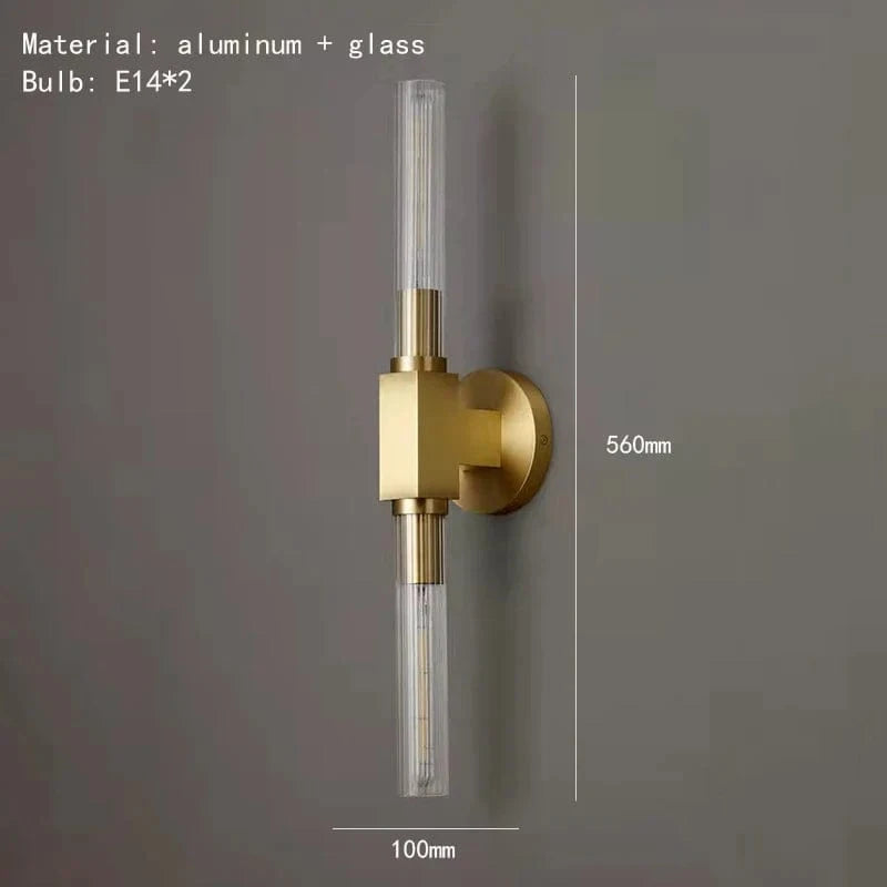 Applique murale nordique en verre transparent et métal doré | Marco Lucetti 56 cm / Blanc froid (5 500-7 000 K).