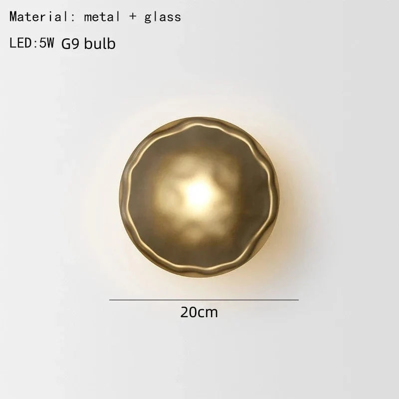 Applique Murale Nordique en Verre Transparent et Métal Doré pour Divers Espaces - Collection Scandinave | Marco Lucetti A-Verre gris 2 / Lumière blanche 5000K