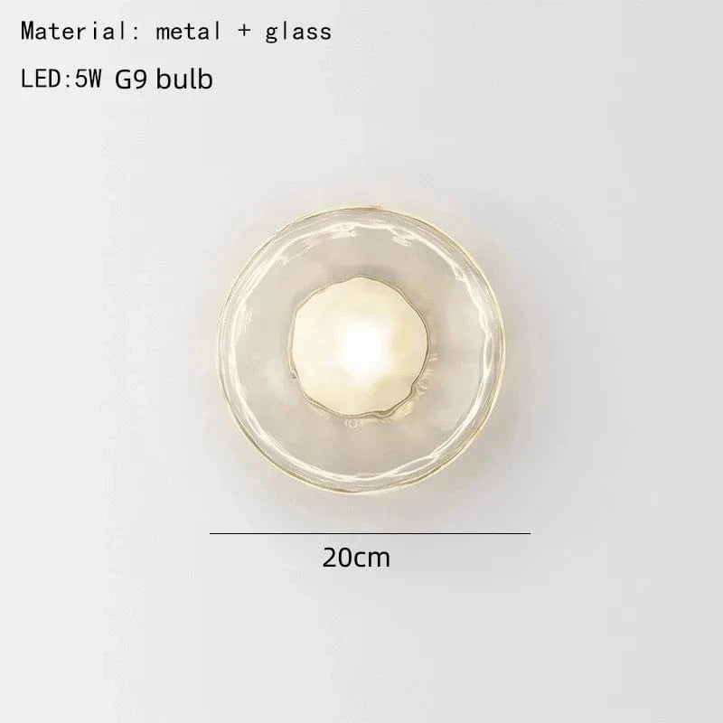 Applique Murale Nordique en Verre Transparent et Métal Doré pour Divers Espaces - Collection Scandinave | Marco Lucetti Verre A-Clair / Lumière chaude 3000K