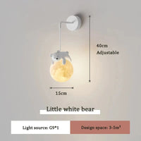 Applique murale nordique lapin et ours blanc pour bébé | Marco Lucetti Ours blanc / Lumière blanche