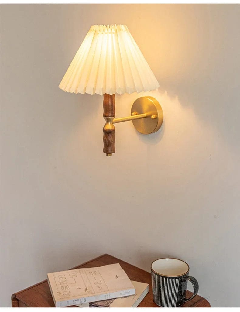 Applique murale nordique LED avec abat-jour en tissu et bois - Collection Scandinave | Marco Lucetti