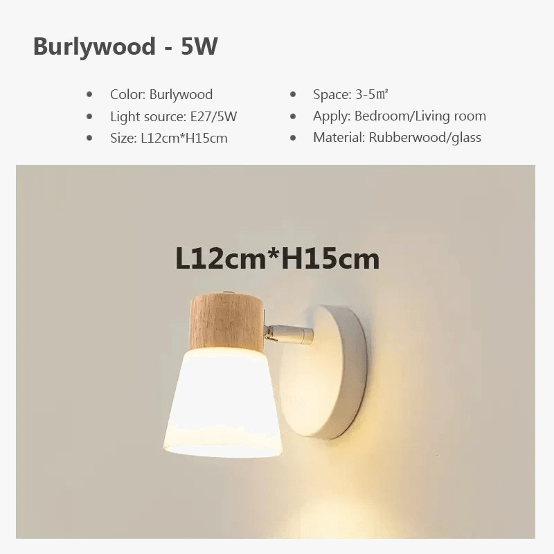 Applique murale nordique LED Double tête, bois et verre | Marco Lucetti