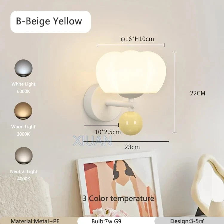 Applique Murale Nordique LED en Forme de Champignon pour Une Ambiance Créative | Marco Lucetti B Beige Jaune