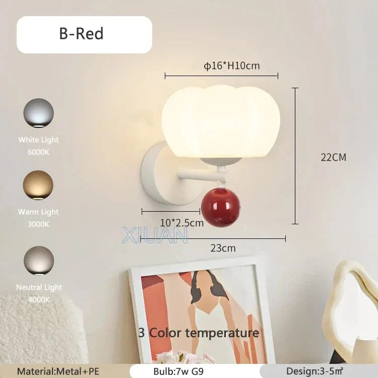 Applique Murale Nordique LED en Forme de Champignon pour Une Ambiance Créative | Marco Lucetti B Rouge