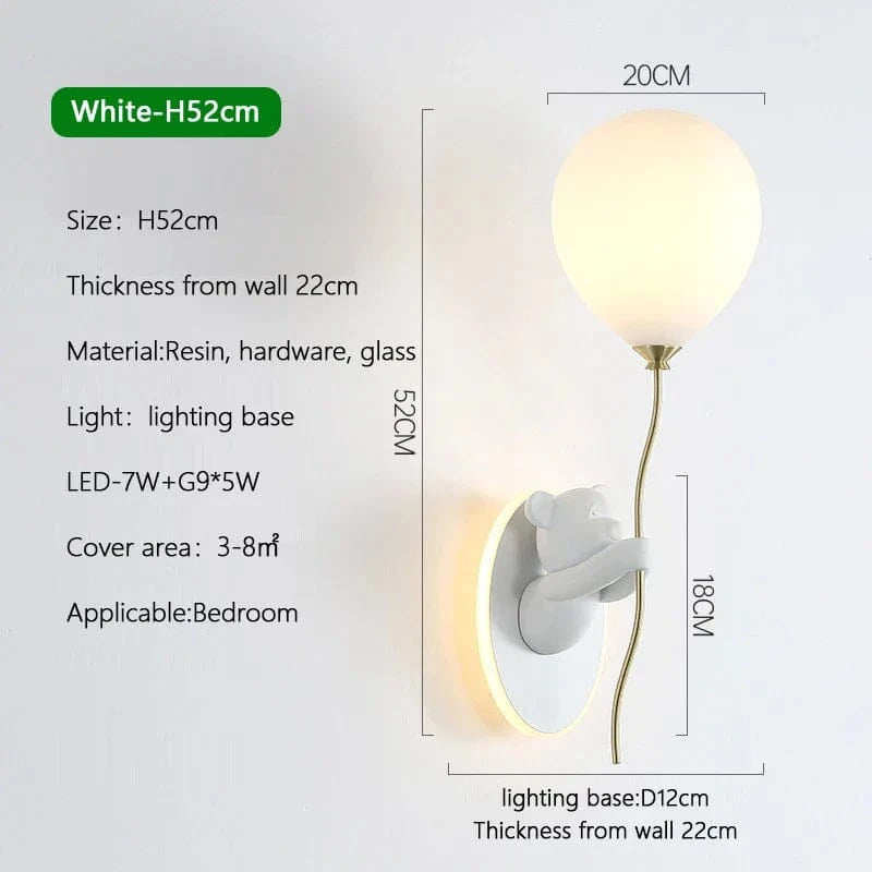 Applique murale nordique LED Ours Ballon - Collection Créative | Marco Lucetti A blanc / 3lumière variable