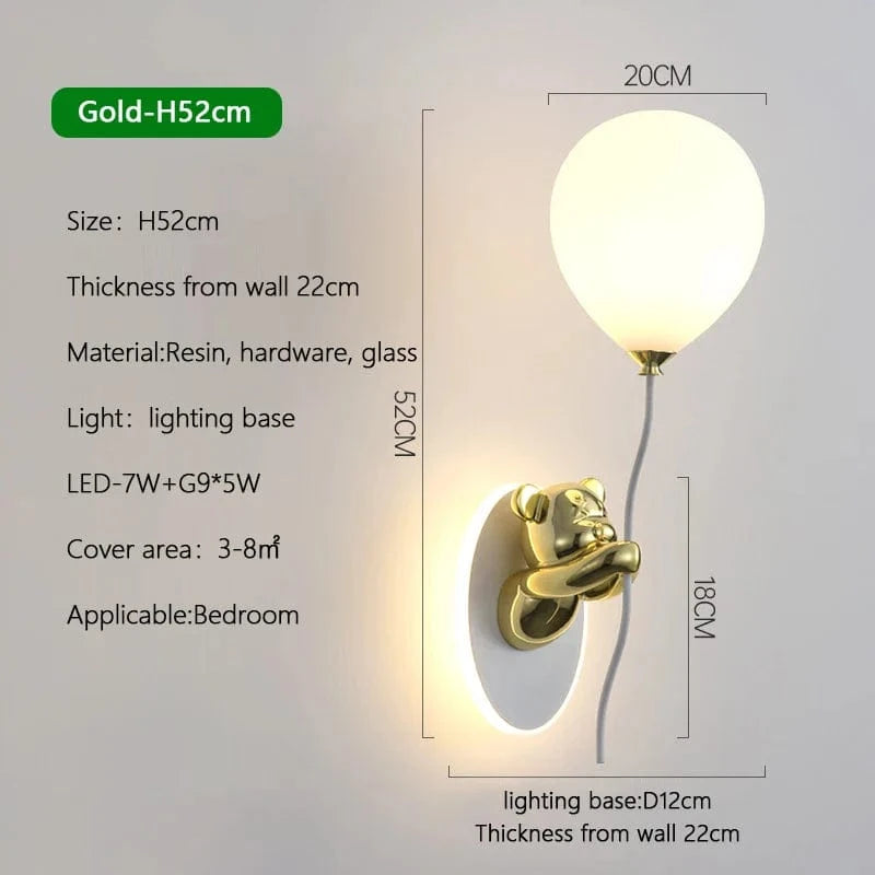 Applique murale nordique LED Ours Ballon - Collection Créative | Marco Lucetti A-Or / 3lumière variable