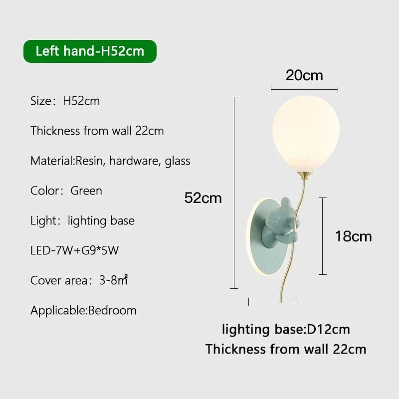 Applique murale nordique LED Ours Ballon - Collection Créative | Marco Lucetti C-Vert / 3lumière variable