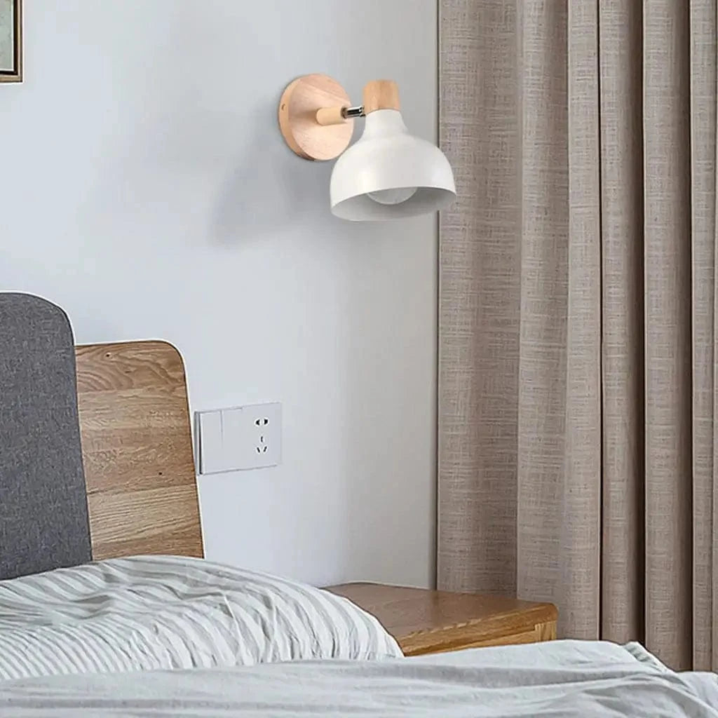 Applique murale nordique Macaron en bois - Lampe de chevet de chambre à coucher - Applique murale moderne | Marco Lucetti