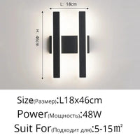 Applique Murale Nordique Minimaliste Haut de Gamme pour Hôtel | Marco Lucetti Noir B L46cm / Blanc froid (5 500-7 000 K).