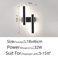 Applique Murale Nordique Minimaliste Haut de Gamme pour Hôtel | Marco Lucetti Noir C L46cm / Blanc chaud (2700-3500K)