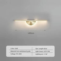 Applique murale nordique minimaliste LED - Longueur élégante | Marco Lucetti LWL128 60 cm Or / 220V / Blanc froid