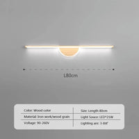 Applique murale nordique minimaliste LED - Longueur élégante | Marco Lucetti LWL128 80cm Bois / 220V / Blanc froid